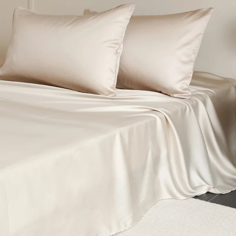 1PC Mulberry Silk Flat Sheet Luxury Smooth Bed Sheets Top Sheet Single Double King Queen Size Couple Bed Linen Soft Bedspreads