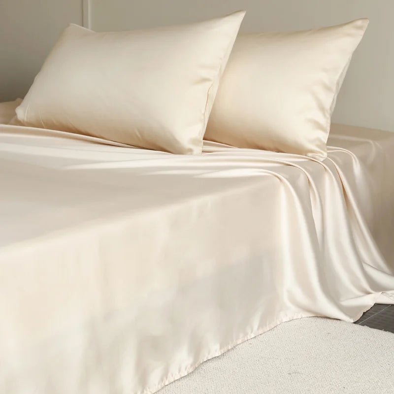1PC Mulberry Silk Flat Sheet Luxury Smooth Bed Sheets Top Sheet Single Double King Queen Size Couple Bed Linen Soft Bedspreads