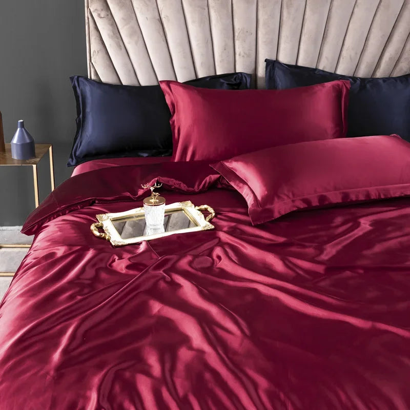 100% Pure Silk Bedding Sets High End Quilt Bed Cover Set Duvet Cover Bedsheet Pillowcases 4pcs Natural Luxury Bedcloth Sets