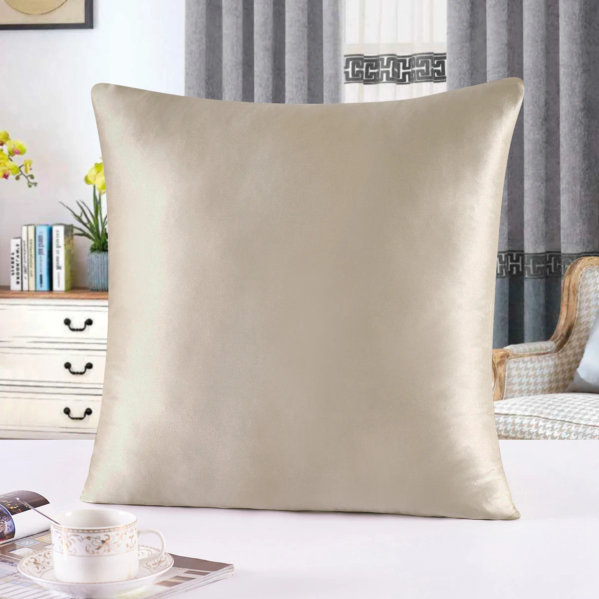 22 Momme 100% Silk Cushion Cover Decorative Pillows 45x45cm 70x70cm Pillow Case Home Decoration Funda Cojin For Living Room