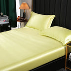 Mulberry Silk Bed Sheet Set with Fitted Sheet Flat Sheets Pillowcase Luxury Solid Color Bedding Sets Wrinkle-Free Antiallergic
