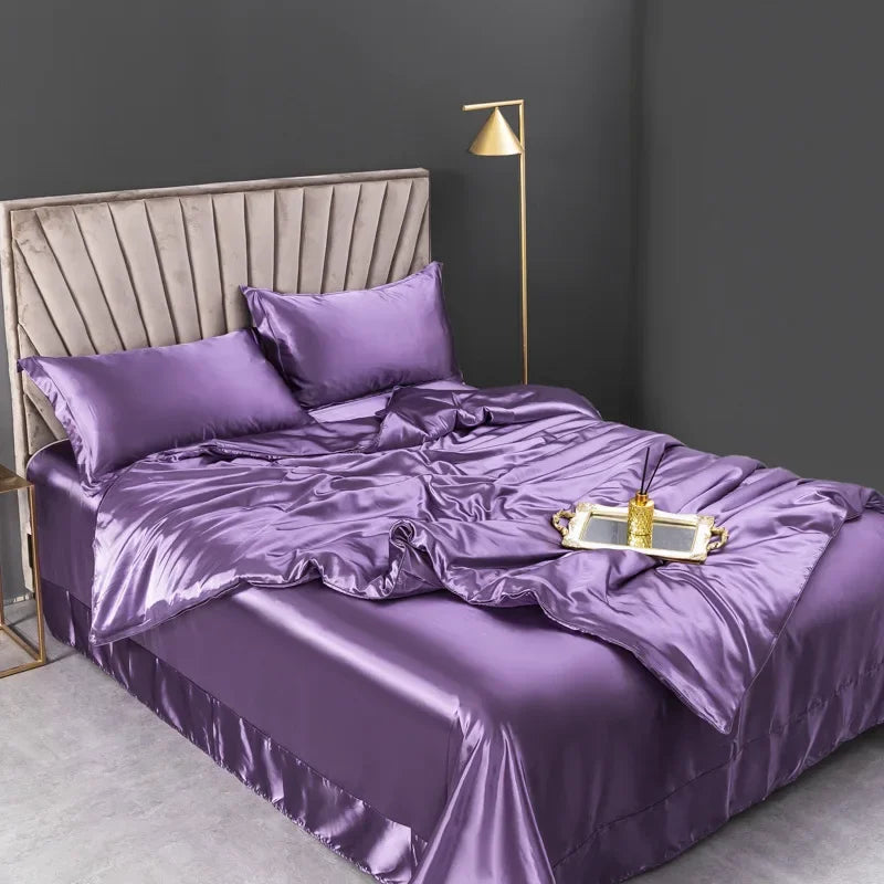 100% Pure Silk Bedding Sets High End Quilt Bed Cover Set Duvet Cover Bedsheet Pillowcases 4pcs Natural Luxury Bedcloth Sets