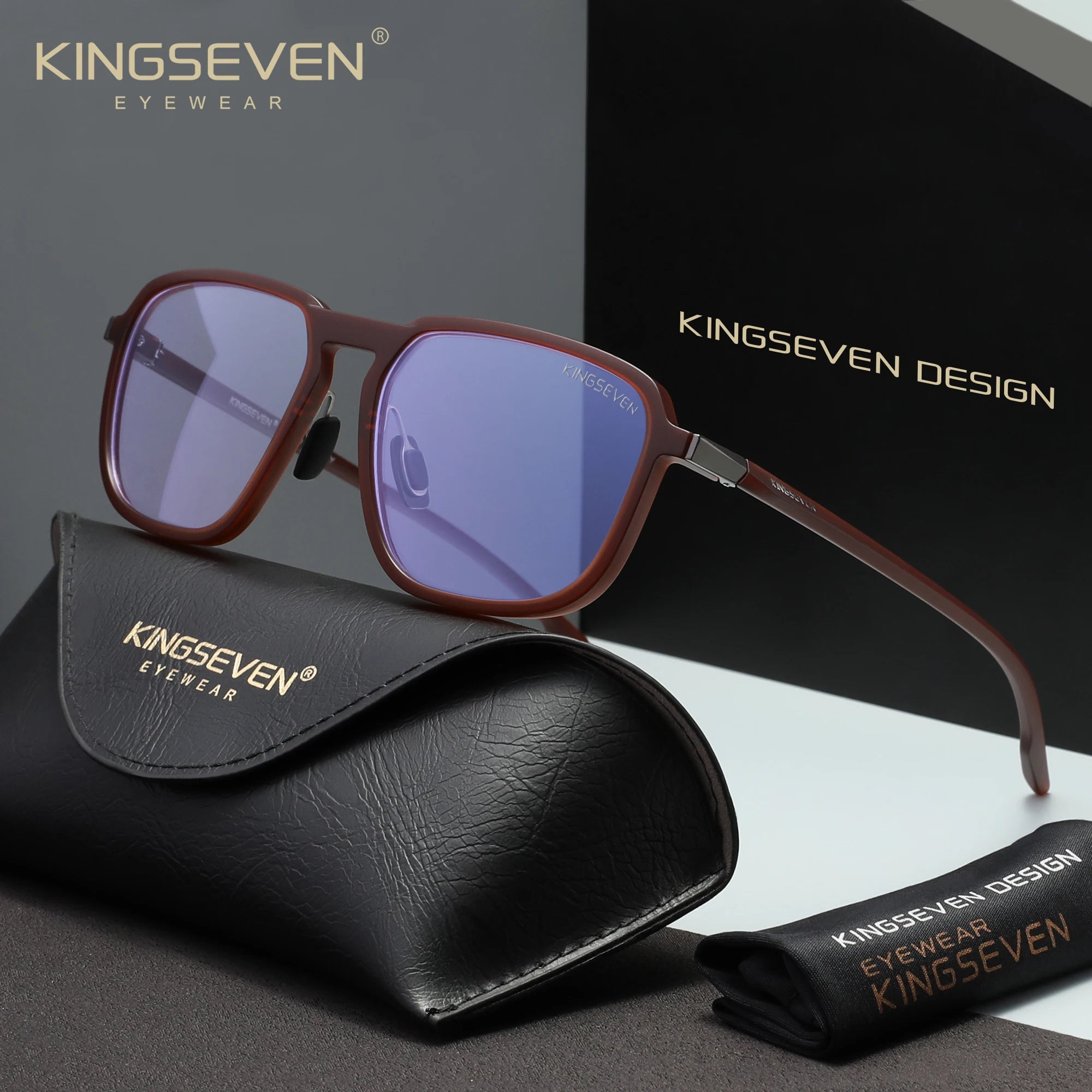 KINGSEVEN Blue Light Blocking Glasses Fashion Men Women Square Glasses Casual Work Computer Protective Anti-Blue Ray Eyewear
