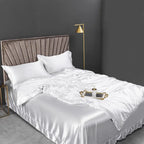 100% Pure Silk Bedding Sets High End Quilt Bed Cover Set Duvet Cover Bedsheet Pillowcases 4pcs Natural Luxury Bedcloth Sets