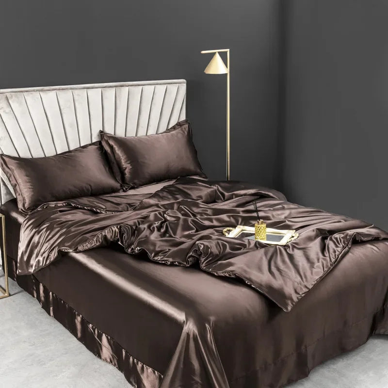 100% Pure Silk Bedding Sets High End Quilt Bed Cover Set Duvet Cover Bedsheet Pillowcases 4pcs Natural Luxury Bedcloth Sets