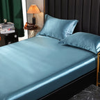 Mulberry Silk Bed Sheet Set with Fitted Sheet Flat Sheets Pillowcase Luxury Solid Color Bedding Sets Wrinkle-Free Antiallergic