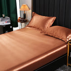 Mulberry Silk Bed Sheet Set with Fitted Sheet Flat Sheets Pillowcase Luxury Solid Color Bedding Sets Wrinkle-Free Antiallergic