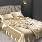 100% Pure Silk Bedding Sets High End Quilt Bed Cover Set Duvet Cover Bedsheet Pillowcases 4pcs Natural Luxury Bedcloth Sets