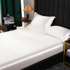 Mulberry Silk Bed Sheet Set with Fitted Sheet Flat Sheets Pillowcase Luxury Solid Color Bedding Sets Wrinkle-Free Antiallergic