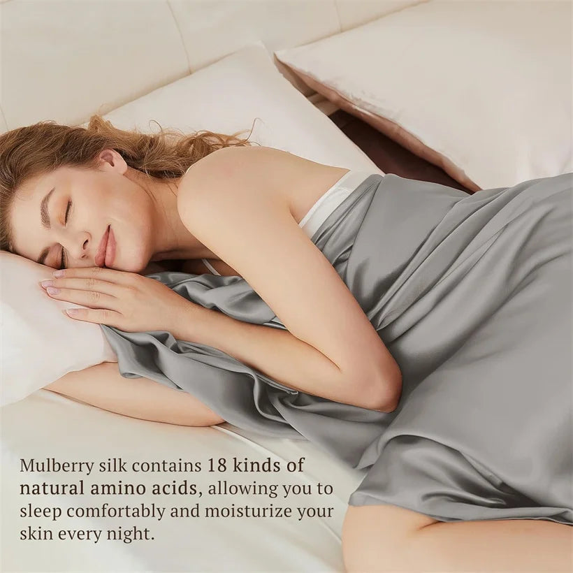 Luxury 100% Mulberry Silk Flat Sheet Only Natural Silk Bed Sheet Smooth Top Sheets Single Double King Queen Bedding Bed Linen